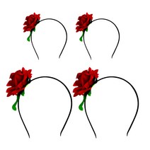 파티쇼 리얼 장미꽃 머리띠, 혼합 색상, 4개