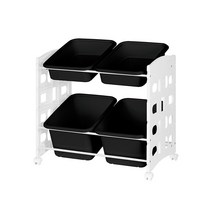 리빙스마일 스마일이동식 화이트 프레임 바구니 정리함 C 혼합형 4p, 블랙, 1개