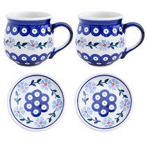 마뉴팍투라 젠틀맨 머그컵 330ml x 2p + 소서 2p MA-p213, 혼합 색상, 1세트