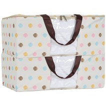 하늬통상 튼튼한 600데니아 이불정리함 특대형, 클로버 아이보리, 2개