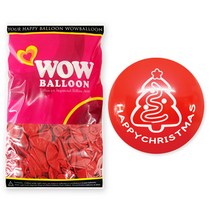 와우파티코리아 30cm 크리스마스 화이트트리 풍선, 레드, 50개