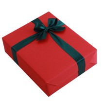 고급 엠보싱 포장지 54 x 78 cm 4p + 25mm 공단리본 9.1m, 포장지(레드), 리본(그린), 1세트
