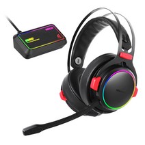 앱코 무선 가상 7.1 RGB 노이즈 캔슬링 게이밍 무선헤드셋, MR510, 블랙