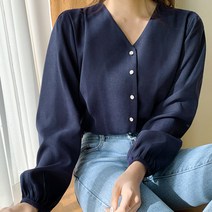 엔비룩 실버링 버튼 블라우스