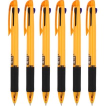 자바펜 제트3볼 3색 볼펜 0.38mm, 옐로우, 6개