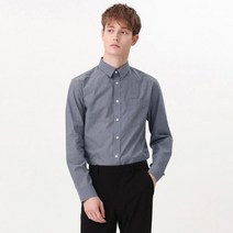 베이직하우스 남성용 코튼 컬러 스트라이프 기본 카라 긴팔셔츠 HUWS2102