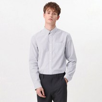 베이직하우스 남성용 코튼 스트라이프 기본 카라 긴팔셔츠 HUWS0122