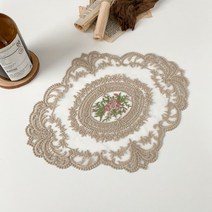 케이트가든 꽃자수 레트로 테이블 매트 센터플라워, 베이지, (37 x 29cm)