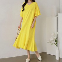 마더라이크 임산부 로나 브이넥 프릴 롱 원피스 G706
