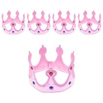리빙다 파티용 스펀지 왕관, 왕관(핑크), 보석(랜덤 발송), 5개