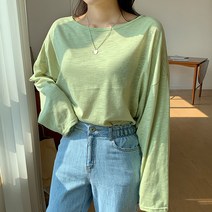 엔비룩 여성용 여리 슬라브 긴소매 박시티