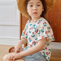 위시키즈 여아용 앵두 프릴 티셔츠