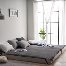 ecodeco 로디나 순면 워싱 피그먼트 패밀리 침대패드 베개커버 세트, 차콜