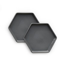 프렐류드 크리미 육각접시 중, 2개, 접시 2개, 차콜