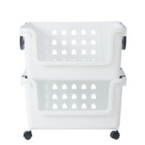 이동식 바퀴포함 바스켓 화이트 80L, 2개, 2개