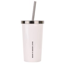 디지지 에버리 스테인레스 빨대형 냉온 텀블러, 화이트, 450ml