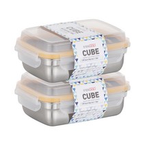 스텐락 큐브 밀폐용기 직사각 5호 730ml, 2개, 용기 + 뚜껑