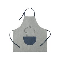 마켓A 심플프린팅 패브릭 스트랩 앞치마, 네이비그레이, 1개