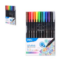 델리 파인라이너 수성펜 12색 세트 0.45mm EQ900, 혼합색상, 2세트