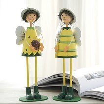 행복한마을 인테리어 선반장식 목각인형 세트, 해바라기 서있는 아이