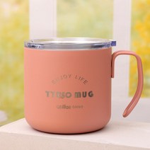 TYESO 진공단열 캠핑 핸들링 머그컵, 핑크, 1개