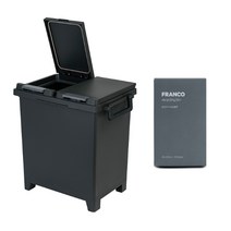 프랑코 원터치 밀폐형 휴지통 30L + 비닐봉투 10L x 50p, 블랙, 1세트