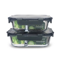 뉴락 내열 오븐글라스 용기 직사각 2절 2종 세트, 1세트, 640ml + 860ml