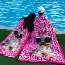 엑스오토 커플 비치타올 일반형+특대형 세트, 프리티시츄 핑크, 1세트