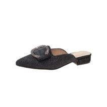 마켓A 여성용 스틸레토 빈티지 실버 장식 블로퍼