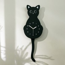 플라이토 블랙캣 무소음 인테리어 벽시계, 블랙
