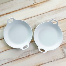 칠린 멜라민웨어 원형핸들 플레이트세트 하늘빛그레이 대, 1세트, 플레이트 2p