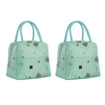 알럽홈 패턴 방수 보냉 가방 2p, 기하학 그린