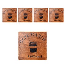 플라이토 자작나무 사각 우드 컵받침 5p, 카페오아시스