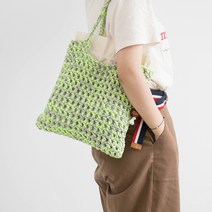 야나 믹스무드 라지 네트 숄더백 DIY 패키지, 1세트, 247(네온라임), 239(소프트그레이)