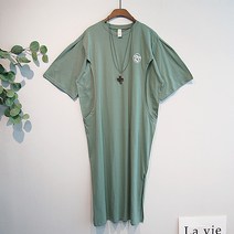 이얀 에이몬스 면 롱 반팔 수유원피스