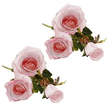 블럭마트 조화 장미꽃 3송이 2p, 핑크