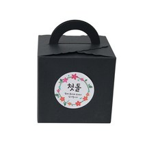 손잡이 레이스박스 + 첫돌 스티커, 박스(블랙), 스티커(화관), 100세트