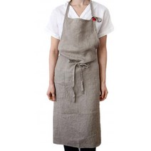 윰스 린넨 깔끔하고 귀여운 리본 끈 전신앞치마 에이프런 그레이 1개