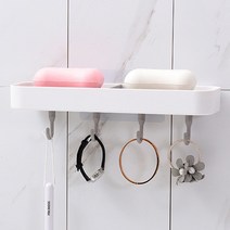 오엠티 욕실 비누받침대 4구 후크걸이 OB-YW27, 혼합색상, 1개