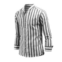 다꾸앙 남성용 볼트 차이나 긴팔 스트라이프 셔츠 C06D14_st2115
