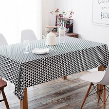 구르밍 북유럽 스타일 패턴 식탁 테이블보, 삼각 블랙 + 화이트, 90 x 140cm