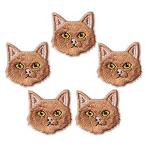 패션포인트 미니 자수 와펜 야옹이, 브라운, 5개