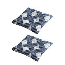 윰스 프린팅 린넨 사각 방석 네이비문양 45cmX45cm 2개