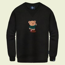 진마니아 곰돌이 자수 패치 남녀공용 루즈핏 빅사이즈 맨투맨 티셔츠 TL-708