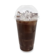 투고팩 투명 PET 아이스컵 + 돔형뚜껑, 100개, 1세트, 480ml