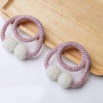 알럽홈 진주알 자석 커튼 타이백 49cm, 핑크, 2개