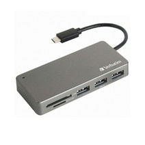 버바팀 USB3.1 허브 플러스 타입C OTG 카드리더기, 그레이, 65679