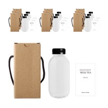 버블밀크티 병 450ml + 검정캡 + 심플영문밀크티S 병라벨 스티커 + 박스, 10세트