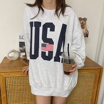 제이에이치스타일 루즈핏 USA 성조기 맨투맨 JHROK199