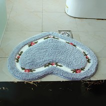 레트로 플라워 북유럽 보송 하트 발매트, 스카이블루